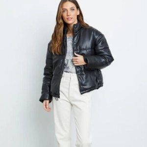 Rails Women's Vegan Leather Puffer Jacket Coat in Black size XL NWT
